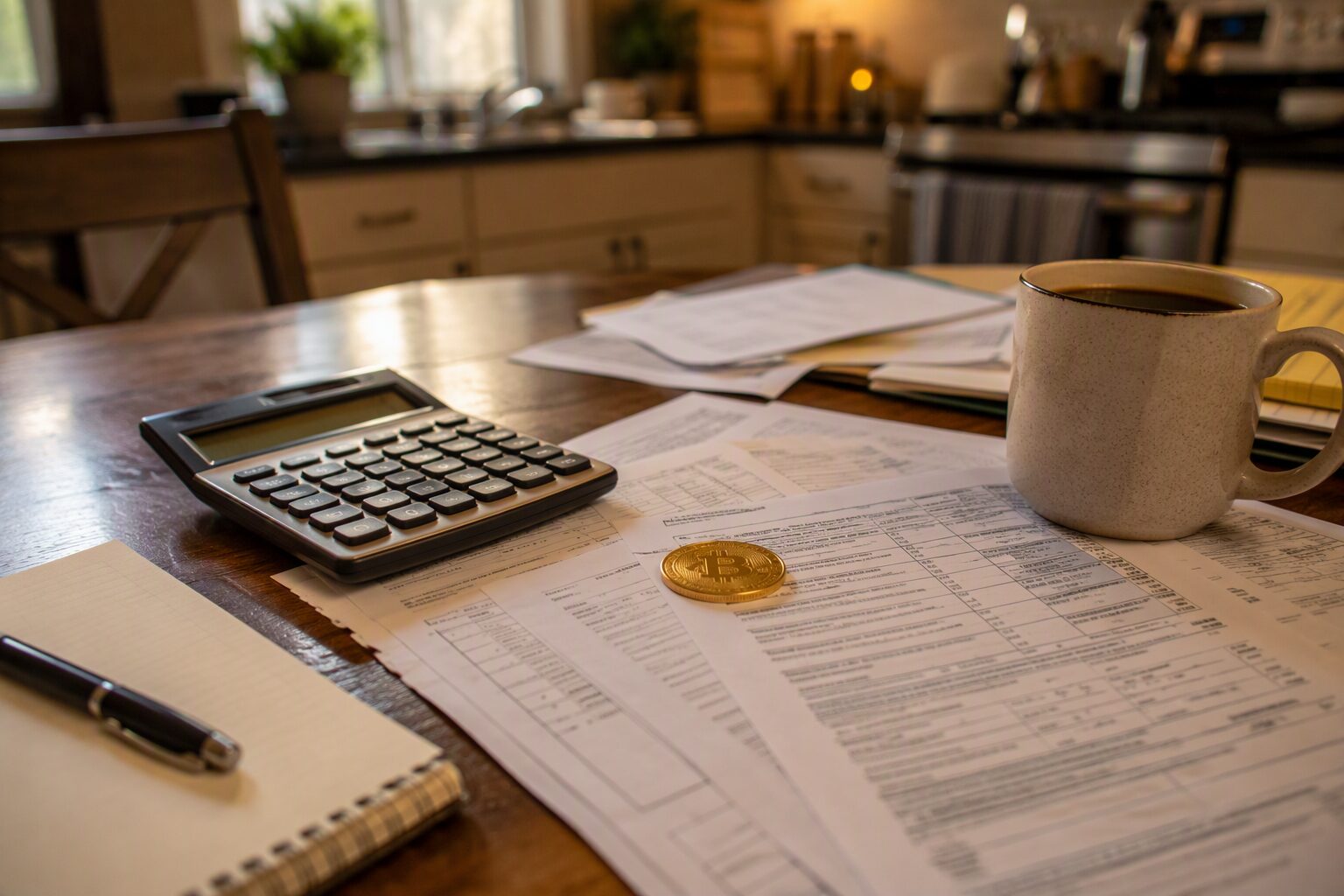 Doing crypto taxes at the kitchen table